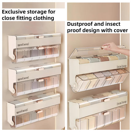 Underwear women's storage box - Premium quality - Storage box with lid - Clothing storage box - clothes rack - wardrobe - clothes hangers - Drawer - storage cabinet with compartments - Plastic storage box - Underwear - Socks - Hanging without drilling - W.