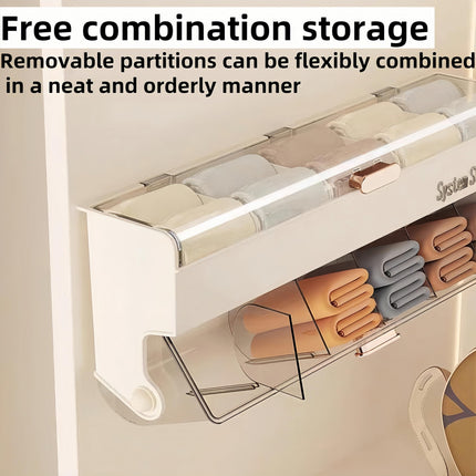 Underwear women's storage box - Premium quality - Storage box with lid - Clothing storage box - clothes rack - wardrobe - clothes hangers - Drawer - storage cabinet with compartments - Plastic storage box - Underwear - Socks - Hanging without drilling - W.