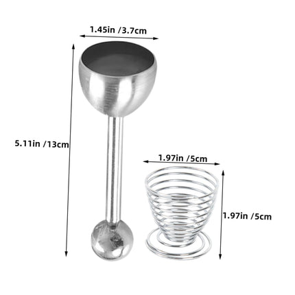Egg Taper - Egg Cup - Egg Opener - Egg Shell Breaker - Egg Holder - Egg Cracker - Breakfast - Kitchen Utensils - Egg Beater - Kitchen Gadgets - Soft-Boiled Egg - Egg Cracker - Egg Slicer - Dishwasher Safe Stainless Steel - Silver - 2 Piece Set.