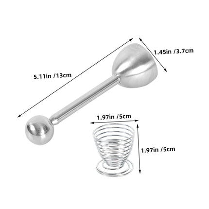 Egg Taper - Egg Cup - Egg Opener - Egg Shell Breaker - Egg Holder - Egg Cracker - Breakfast - Kitchen Utensils - Egg Beater - Kitchen Gadgets - Soft-Boiled Egg - Egg Cracker - Egg Slicer - Dishwasher Safe Stainless Steel - Silver - 2 Piece Set.