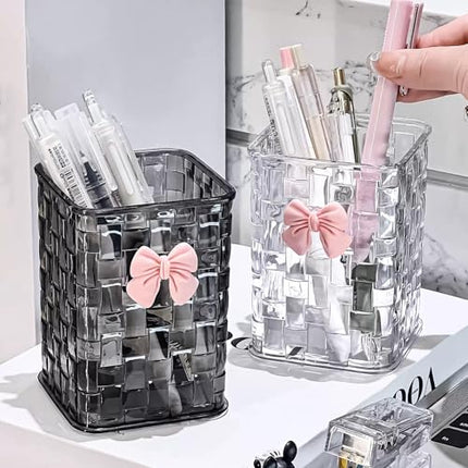 Desk organizer - Organizer - Storage basket - Storage box - Desk accessories - Desk organizer pen tray - Desk organizer pen tray - Bathroom cabinet - Bathroom furniture - Bow - Transparent white - 1 piece.