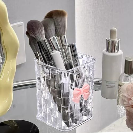 Desk organizer - Organizer - Storage basket - Storage box - Desk accessories - Desk organizer pen tray - Desk organizer pen tray - Bathroom cabinet - Bathroom furniture - Bow - Transparent white - 1 piece.