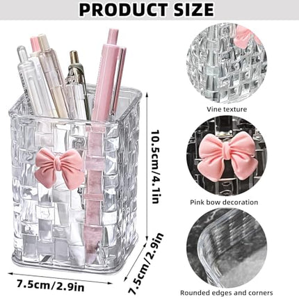 Desk organizer - Organizer - Storage basket - Storage box - Desk accessories - Desk organizer pen tray - Desk organizer pen tray - Bathroom cabinet - Bathroom furniture - Bow - Transparent white - 1 piece.