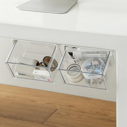 Makeup organizer - Organizer - Storage basket - Storage box - Mirror cabinet - Cable organizer - Chest of drawers - Makeup storage basket - Cosmetics organizer - Bathroom cabinet - Bathroom furniture - Transparent white - 2 pieces.