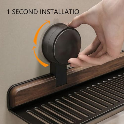 Wall shelf - bath shelf - shower rack - towel rack - shelf - bathroom rack - Mirror cabinet - Storage rack - Draining rack - bathroom furniture - Bathroom - Storage box - storage basket - Toilet - walnut & black - 1 piece.
