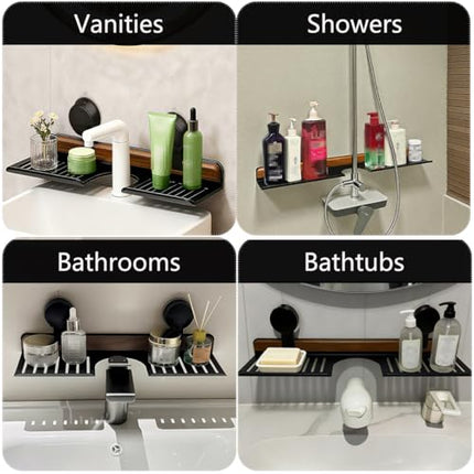 Wall shelf - bath shelf - shower rack - towel rack - shelf - bathroom rack - Mirror cabinet - Storage rack - Draining rack - bathroom furniture - Bathroom - Storage box - storage basket - Toilet - walnut & black - 1 piece.