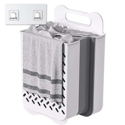 Laundry Basket - Folding Laundry Basket - Wall Shelf - Bath Shelf - Bathroom Rack - Storage Rack - Storage Basket - Organizer - Foldable Silicone Laundry Basket - Bathroom Furniture - Bathroom - Toilet - Black - 1 Piece.