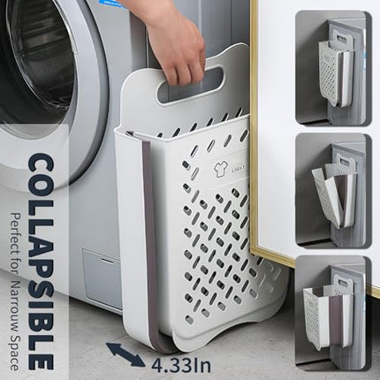 Laundry Basket - Folding Laundry Basket - Wall Shelf - Bath Shelf - Bathroom Rack - Storage Rack - Storage Basket - Organizer - Foldable Silicone Laundry Basket - Bathroom Furniture - Bathroom - Toilet - Black - 1 Piece.