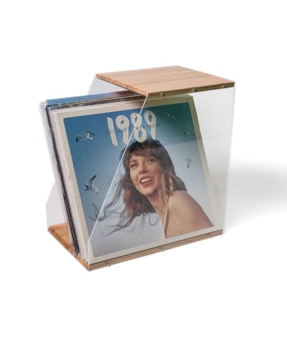 LP vinyl organizer - Desk organizer - Organizer - Storage basket - Storage box - Desk accessories - Display cabinet - Sideboard - Record player organizer - CD organizer - Transparent white - Wood - 1 piece.