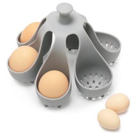 Egg cooker - baking supplies - egg cooker 6 eggs - egg carton - kitchen utensils - egg cooker - egg cooker mold - silicone egg cooker - silicone - silicone mold - silicone kitchen utensils - gray - 1 piece.
