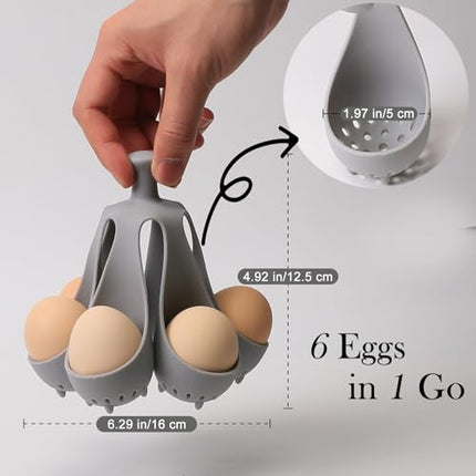 Egg cooker - baking supplies - egg cooker 6 eggs - egg carton - kitchen utensils - egg cooker - egg cooker mold - silicone egg cooker - silicone - silicone mold - silicone kitchen utensils - gray - 1 piece.