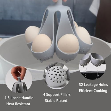 Egg cooker - baking supplies - egg cooker 6 eggs - egg carton - kitchen utensils - egg cooker - egg cooker mold - silicone egg cooker - silicone - silicone mold - silicone kitchen utensils - gray - 1 piece.