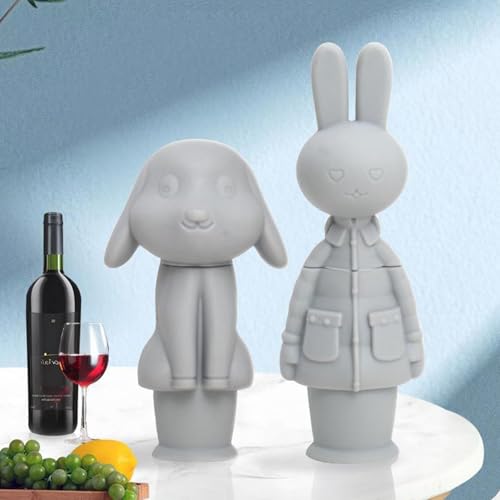 Wine stopper - festival cap - Beer stopper - Champagne stopper - Wine stopper - Bottle stopper - beer package - Rabbit - silicone - silicone stopper - bottle cap for festivals - gray - 2 pieces.