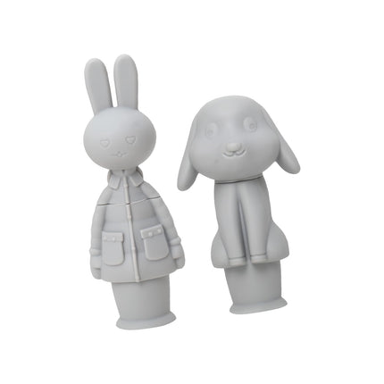 Wine stopper - festival cap - Beer stopper - Champagne stopper - Wine stopper - Bottle stopper - beer package - Rabbit - silicone - silicone stopper - bottle cap for festivals - gray - 2 pieces.