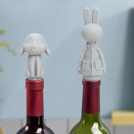 Wine stopper - festival cap - Beer stopper - Champagne stopper - Wine stopper - Bottle stopper - beer package - Rabbit - silicone - silicone stopper - bottle cap for festivals - gray - 2 pieces.