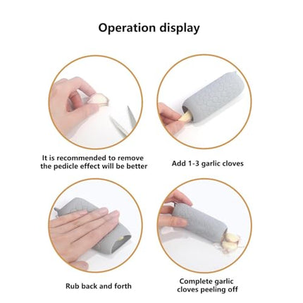 Garlic Peeler - Garlic Press - Garlic Peeler - Kitchen Utensils - Silicone - Silicone Garlic Press - Manual Garlic Press - Garlic Rolling Pin - Gray - 3 Pieces.