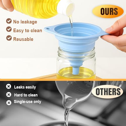 Funnel - Olive oil funnel - Wine funnel - Beer funnel - Champagne funnel - Kitchenware - Silicone - Silicone funnel - Manual funnel - Gray - Blue - Green - 3 pieces.