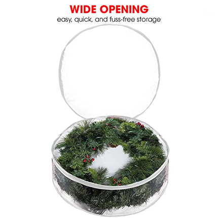 Storage bag - Christmas wreath organizer - Transparent Christmas wreath - Storage box - Christmas tree storage bag - Wreath organizer - Artificial wreath organizer - Organizer - With handle - White - 60 cm - 2 pieces.