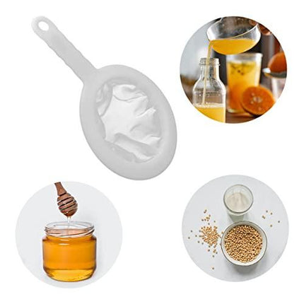 Sieve - Fine sieve - Soy milk sieve - Juicer sieve - Filter - With handle - Kitchen - Ladle - filtering coffee, juice, oil, soy milk - white - 3 pieces.