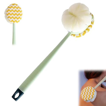 Brush - Bath brush - Shower brush - Scrub brush - Dry brush - Body brush - Long-handled brush - Sponge brush - Bath sponge - Scrubbing brush - Back scrub brush - Double-sided bath brush - Green - 1 piece.