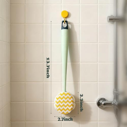 Brush - Bath brush - Shower brush - Scrub brush - Dry brush - Body brush - Long-handled brush - Sponge brush - Bath sponge - Scrubbing brush - Back scrub brush - Double-sided bath brush - Green - 1 piece.