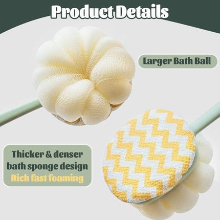 Brush - Bath brush - Shower brush - Scrub brush - Dry brush - Body brush - Long-handled brush - Sponge brush - Bath sponge - Scrubbing brush - Back scrub brush - Double-sided bath brush - Green - 1 piece.