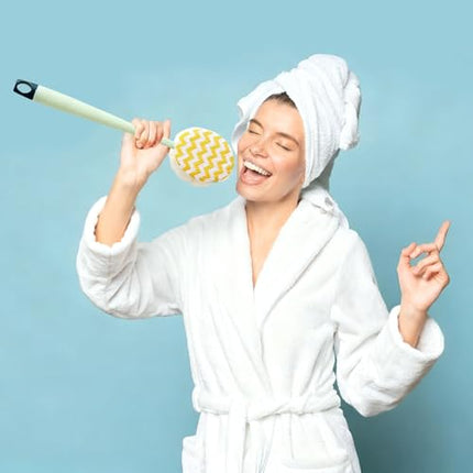 Brush - Bath brush - Shower brush - Scrub brush - Dry brush - Body brush - Long-handled brush - Sponge brush - Bath sponge - Scrubbing brush - Back scrub brush - Double-sided bath brush - Green - 1 piece.