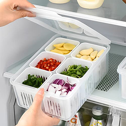 Storage box - Storage box with lid - Organizer - Food storage containers - Refrigerator organizer - Pallet - Divider pallet - Fruit bowl - Fruit basket - Ginger Organizer - 6 compartments - White - 1 piece.