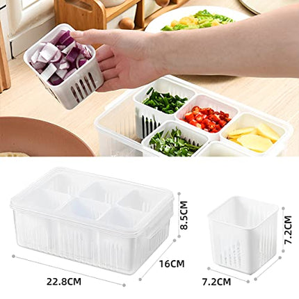 Storage box - Storage box with lid - Organizer - Food storage containers - Refrigerator organizer - Pallet - Divider pallet - Fruit bowl - Fruit basket - Ginger Organizer - 6 compartments - White - 1 piece.