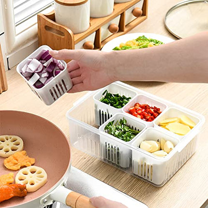 Storage box - Storage box with lid - Organizer - Food storage containers - Refrigerator organizer - Pallet - Divider pallet - Fruit bowl - Fruit basket - Ginger Organizer - 6 compartments - White - 1 piece.
