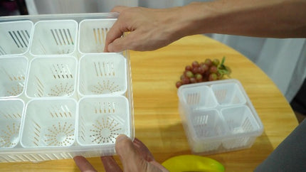 Storage box - Storage box with lid - Organizer - Food storage containers - Refrigerator organizer - Pallet - Divider pallet - Fruit bowl - Fruit basket - Ginger Organizer - 6 compartments - White - 1 piece.