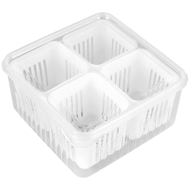 Storage box - Storage box with lid - Organizer - Food storage containers - Fridge organizer - Pallet - Divider pallet - Fruit bowl - Fruit basket - Ginger Organizer - 4 compartments - White - 1 piece.