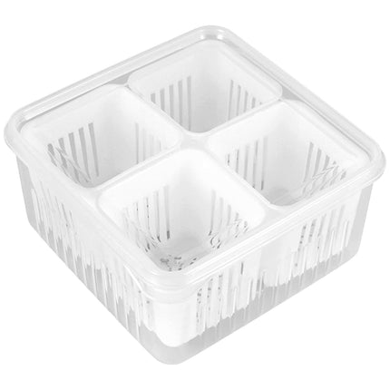 Storage box - Storage box with lid - Organizer - Food storage containers - Fridge organizer - Pallet - Divider pallet - Fruit bowl - Fruit basket - Ginger Organizer - 4 compartments - White - 1 piece.