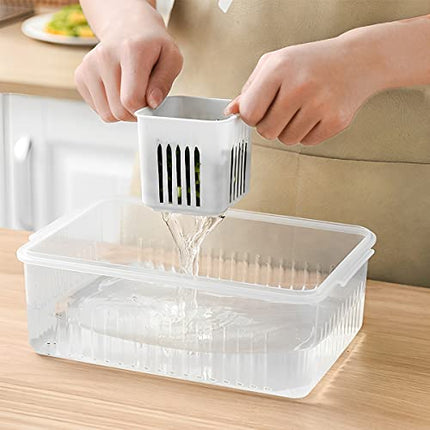 Storage box - Storage box with lid - Organizer - Food storage containers - Fridge organizer - Pallet - Divider pallet - Fruit bowl - Fruit basket - Ginger Organizer - 4 compartments - White - 1 piece.