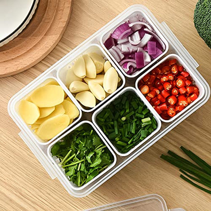 Storage box - Storage box with lid - Organizer - Food storage containers - Fridge organizer - Pallet - Divider pallet - Fruit bowl - Fruit basket - Ginger Organizer - 4 compartments - White - 1 piece.