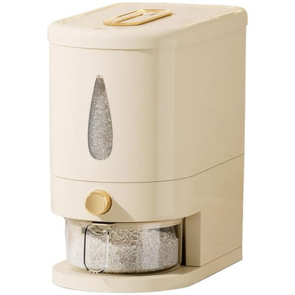Rice container - Organizer - Storage box - Rice bin - Rice storage - Grain storage - Storage cabinet - Rice organizer - Kitchen dispenser - With measuring cup - White - 1 piece.