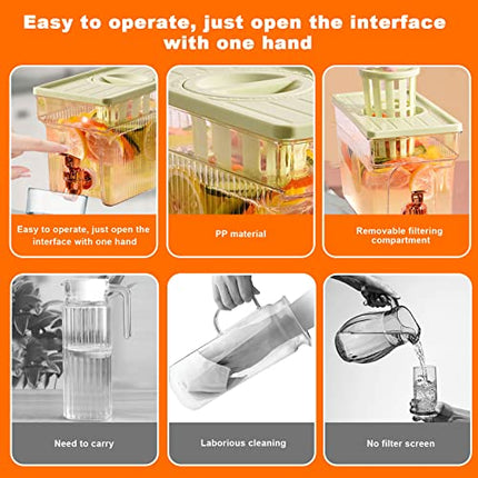 Water carafe - Cold water jug - Cold water dispenser - Teapot - Teapot with filter - Juice dispenser - Drinking jug - Drinking bottle - Water jug - Refrigerator - Drinks dispenser - Ice-cold juice dispenser - With tap - White - 1 piece.