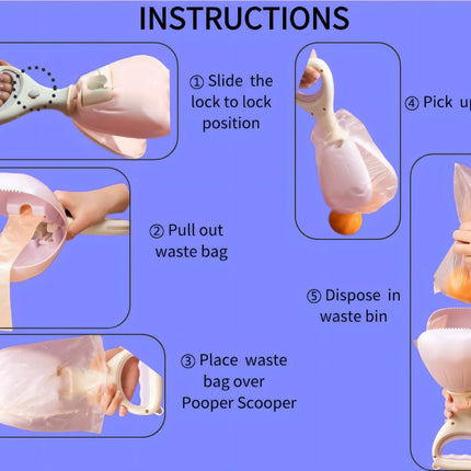 Dog Poop Bags - Poop Scoop - Small Dogs - Medium Dogs - Large Dogs - Dogs - Contactless - Hands-Free - Waste Disposal - Portable - Bring Your Own Bags - Pets - 2-in-1 with 2 Rolls of Bags and Dispenser - Pack of 2.