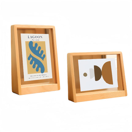Photo frame - 3D photo frame - Wooden photo frame - Bedroom decoration - Living room decoration - Christmas decoration for indoors - Wooden - Transparent - 2 pieces.