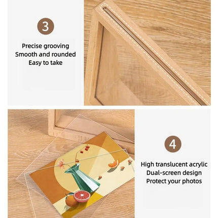 Photo frame - 3D photo frame - Wooden photo frame - Bedroom decoration - Living room decoration - Christmas decoration for indoors - Wooden - Transparent - 2 pieces.