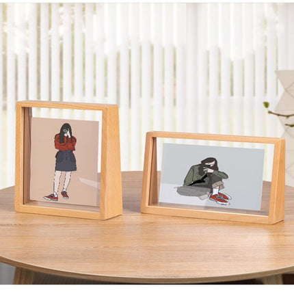 Photo frame - 3D photo frame - Wooden photo frame - Bedroom decoration - Living room decoration - Christmas decoration for indoors - Wooden - Transparent - 2 pieces.