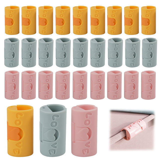 Clothes Pegs - Hanger Clips - Clips - Windproof Pegs - Clothesline Pegs - Trouser Hanger Clips - Clothespins - Velvet Hanger Clips - Laundry Clips - Non-Slip Clothes Clips - Needleless - Pink - Blue - Yellow - 30 pieces.