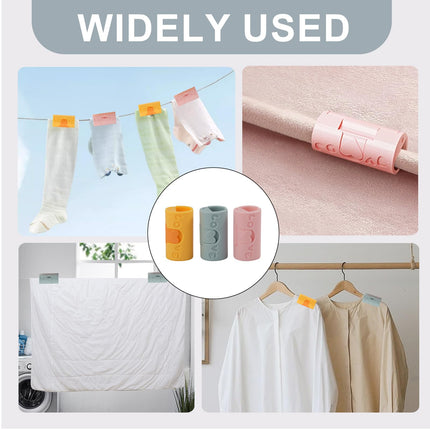 Clothes Pegs - Hanger Clips - Clips - Windproof Pegs - Clothesline Pegs - Trouser Hanger Clips - Clothespins - Velvet Hanger Clips - Laundry Clips - Non-Slip Clothes Clips - Needleless - Pink - Blue - Yellow - 30 pieces.