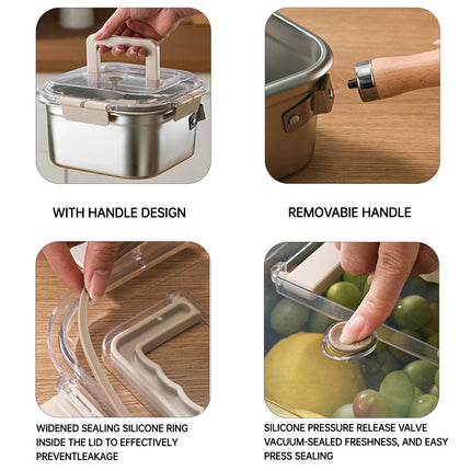 Induction Saucepan - Mini Deep Fryer - Milk Pan - Square Cooking Pot - Stainless Steel - With Frying Basket - Steaming Rack - Tongs - Glass Lid - Wooden Handle - Ramen Pan - Soup Pot - Camping Pan - 4 in 1 - Kitchen Utensils - Compact - Silver - White - 1.