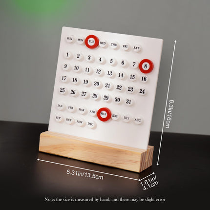 Perpetual Calendar - Desk Calendar - Desk Accessories - Home Decor - Wooden Calendar - Table Calendar - Office Supplies - Home Decor - Gadgets - Date Indicator - White - 1 Piece.