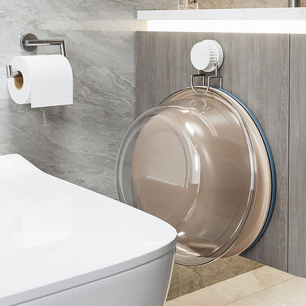 Bathroom Hooks - Towel Hook - Bathroom Accessories - Suction Cup Hooks - Sponge Holder - Kitchen Accessories - Hanging Hooks - Bathroom Organizer - Wall Hook - No Drilling - White - 1 Piece.