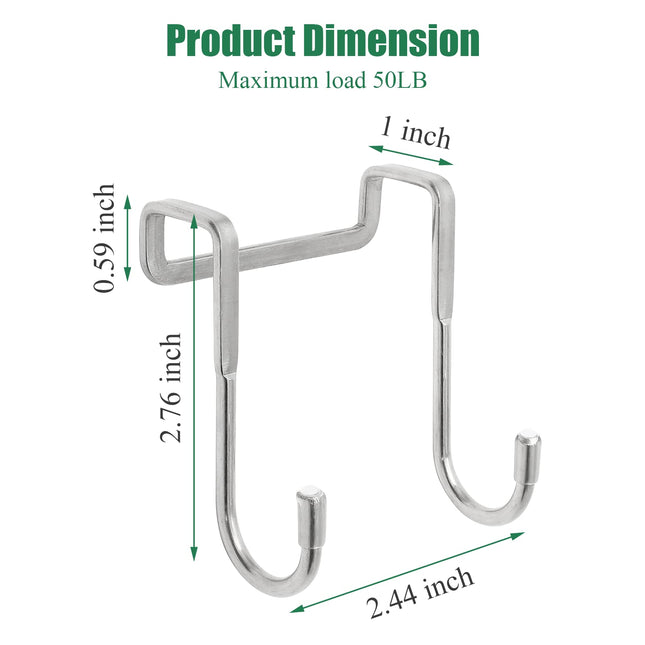 Door Hook - Coat Rack - Door Hanger - Towel Hook - Bathroom Accessories - Kitchen Accessories - Clothes Hook - Hanging Hooks - Door Coat Rack - Stainless Steel Hooks - No Drilling - Stainless Steel - 6 Pieces.