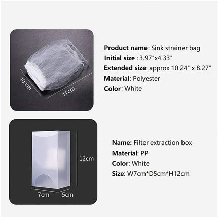 Sink Filter Bags - Sink Strainer - Sink Filter - Disposables - Sink Organizer - Anti-Clogging - Kitchen Accessories - Drain Strainer - White - 200 Pieces.