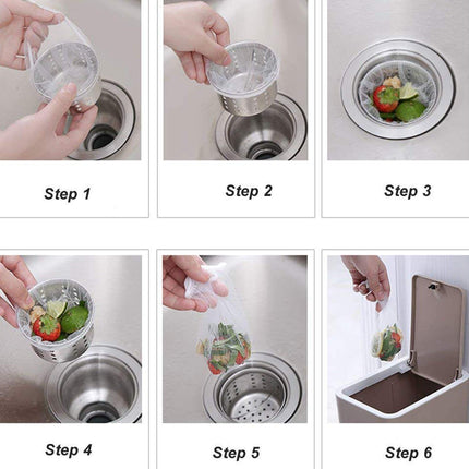 Sink Filter Bags - Sink Strainer - Sink Filter - Disposables - Sink Organizer - Anti-Clogging - Kitchen Accessories - Drain Strainer - White - 200 Pieces.