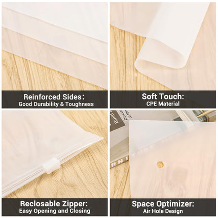 Clothing Storage Bags - Travel Organizer - Suitcase Organizer - Resealable Bags - Packing Bags - Garment Bags - Waterproof - Dust-Free - Holiday Items - Travel Bag Accessories - 5 Sizes - Translucent - 100 Pieces.